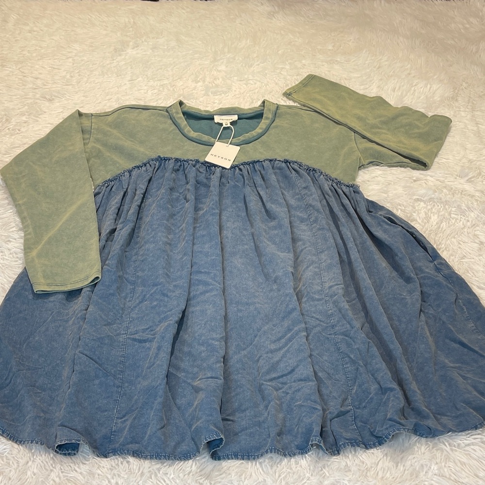 HEYSON HUMBLE FLARE Stylish Blue and Green WOMENS SIZE M Dress NWT